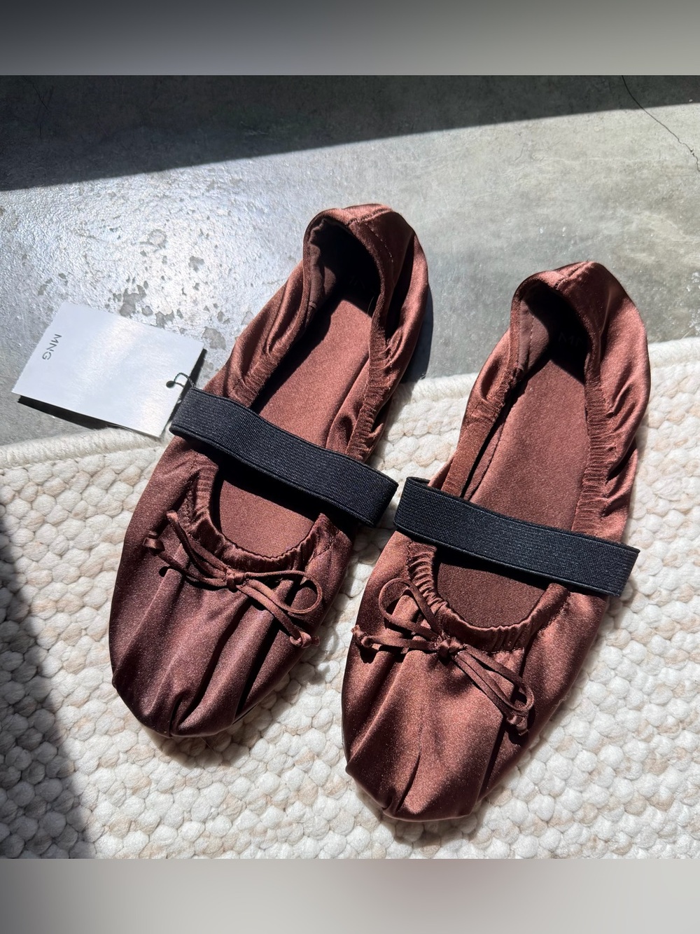 Mango Elastic Satin Ballet Flats